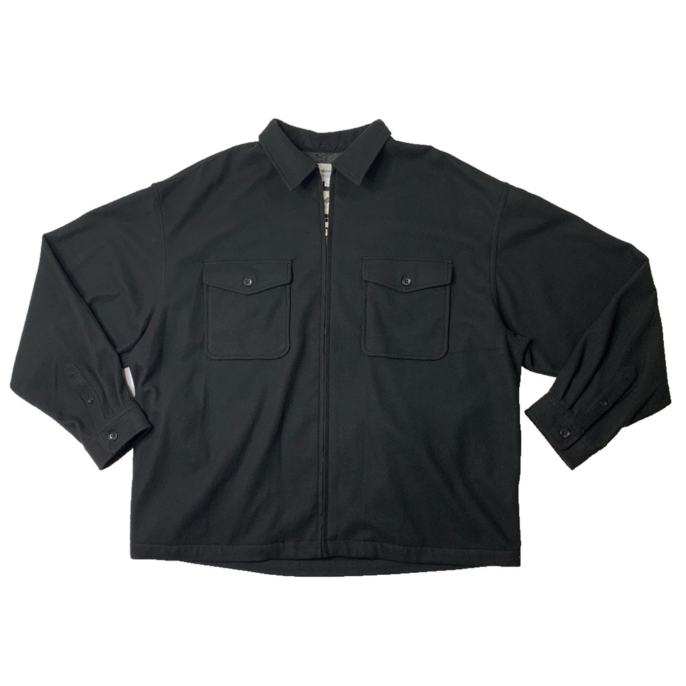 Niko And Jacket Mens L Large Black Woolly Tec Zip Full Zip Flap Pocket Oversized